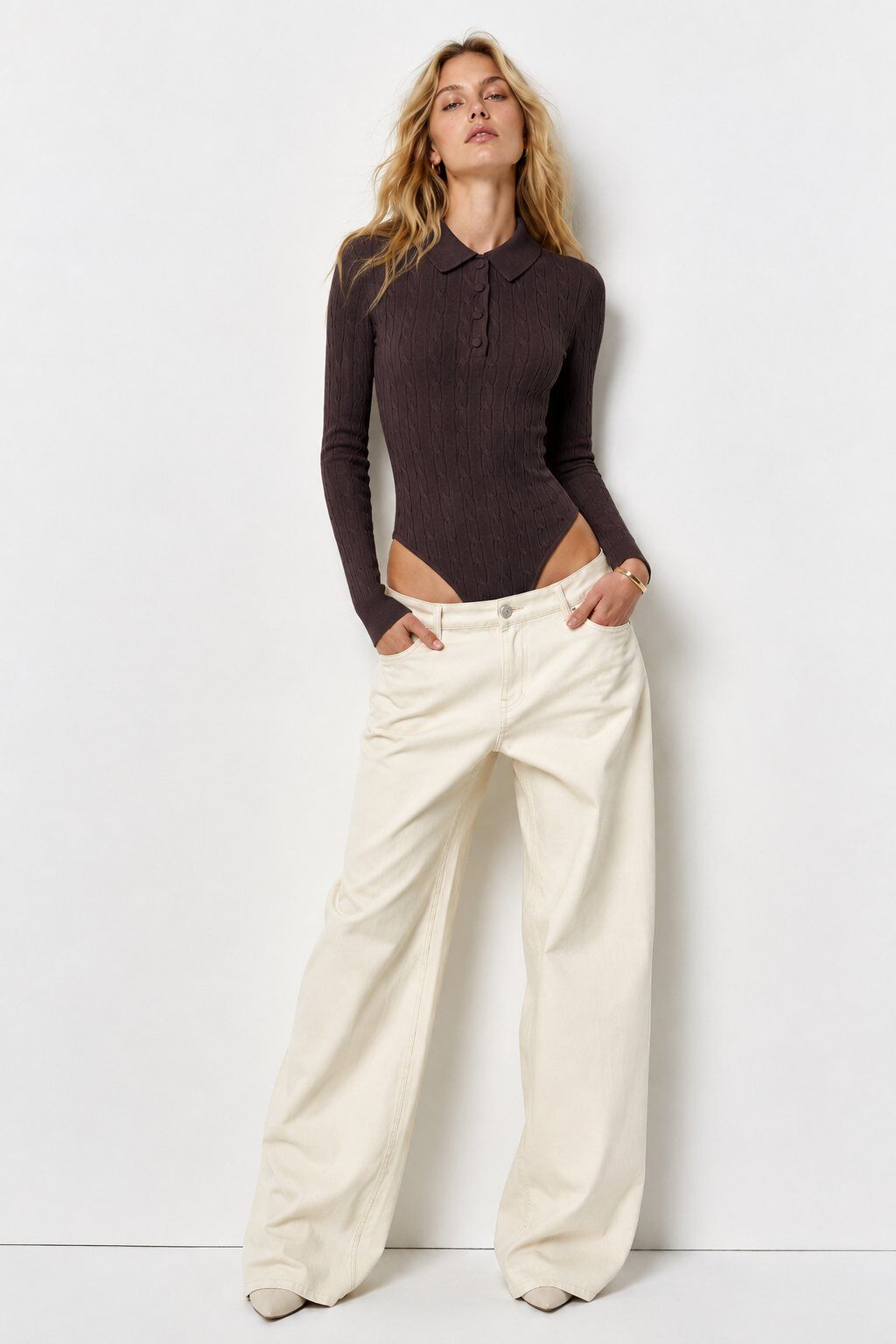 body en maille torsadee ajustee avec col polo petit patte boutonnee et chocolat 6a999ca644dde body en maille torsadee ajustee avec col polo petit patte boutonnee et chocolat 6a999ca644dde