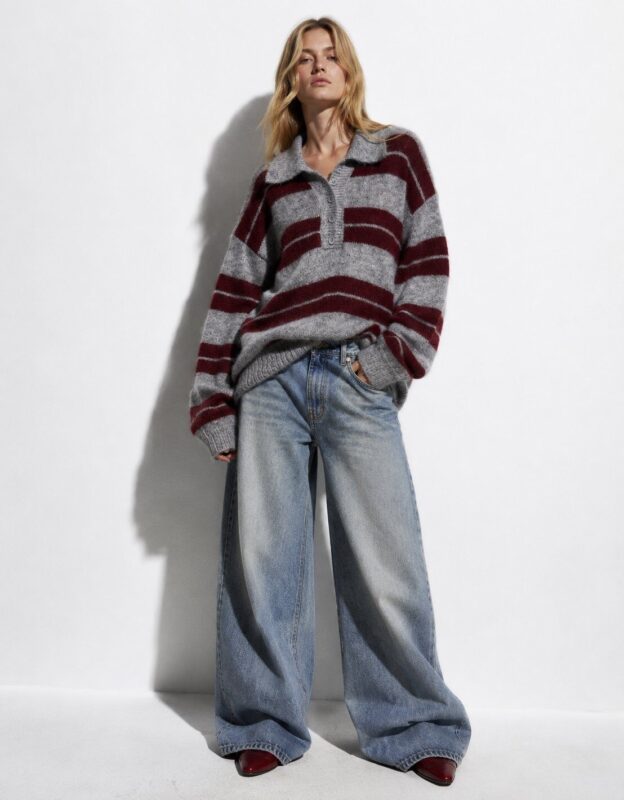 pull raye col polo bordeaux 6a7b230f53200